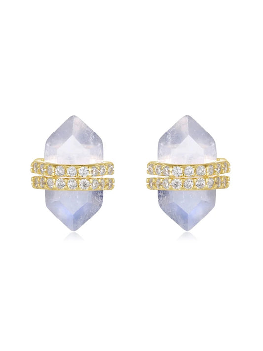 14 Karat Gold Ion Moonstone Earrings