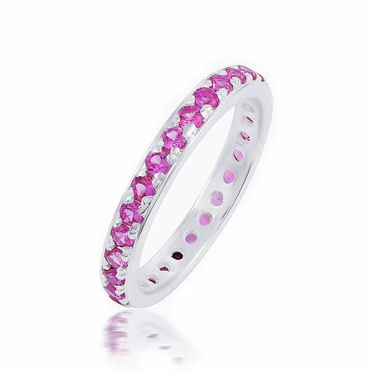 Pink Sapphire Pavé Eternity Ring