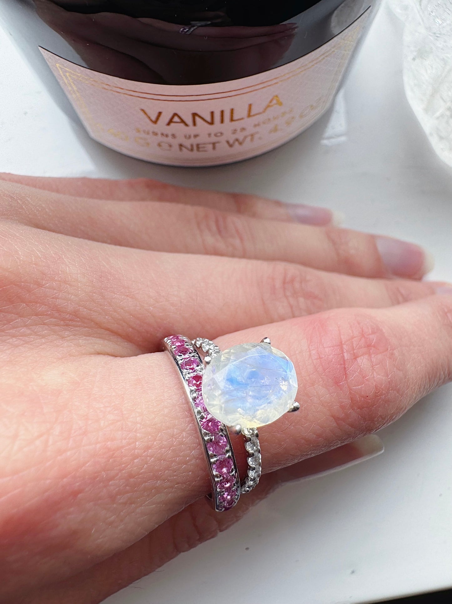 Pink Sapphire Pavé Eternity Ring