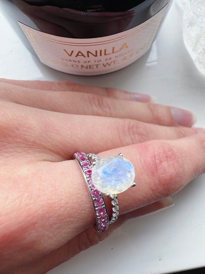 Pink Sapphire Pavé Eternity Ring