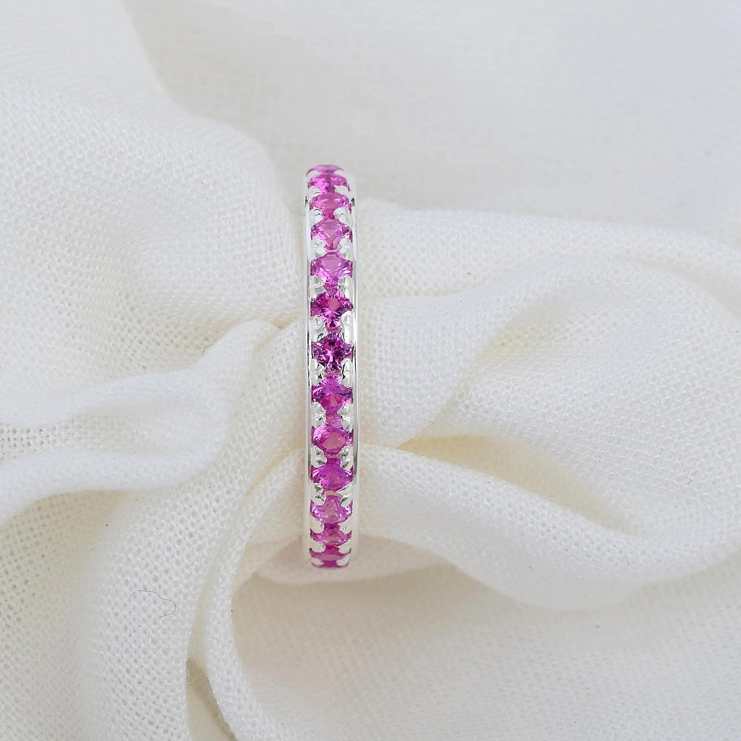 Pink Sapphire Pavé Eternity Ring