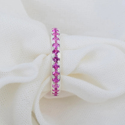 Pink Sapphire Pavé Eternity Ring