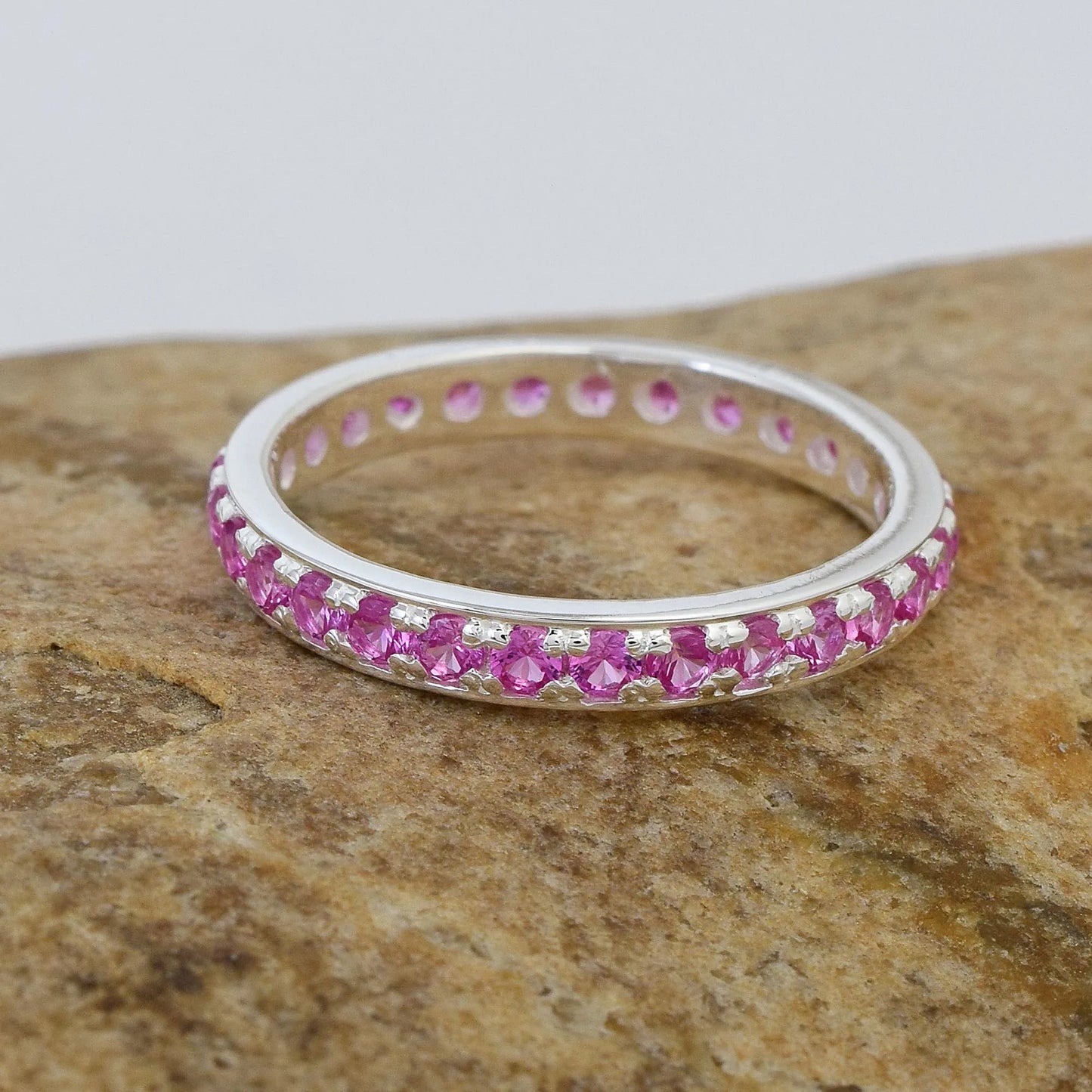 Pink Sapphire Pavé Eternity Ring