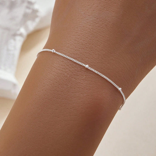 Sterling Silver Beaded Chain Bracelet